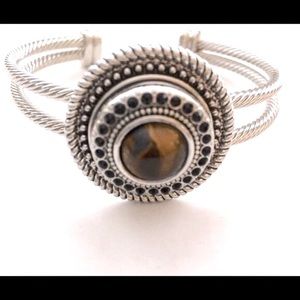 Ginger Snap Double Rope Open Bangle Cuff Bracelet